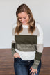 Feeling My Best Color Block Sweater- Olive, Taupe, & Ivory