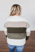 Feeling My Best Color Block Sweater- Olive, Taupe, & Ivory