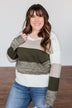 Feeling My Best Color Block Sweater- Olive, Taupe, & Ivory