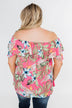 Floral Tropics Off The Shoulder Top- Pink