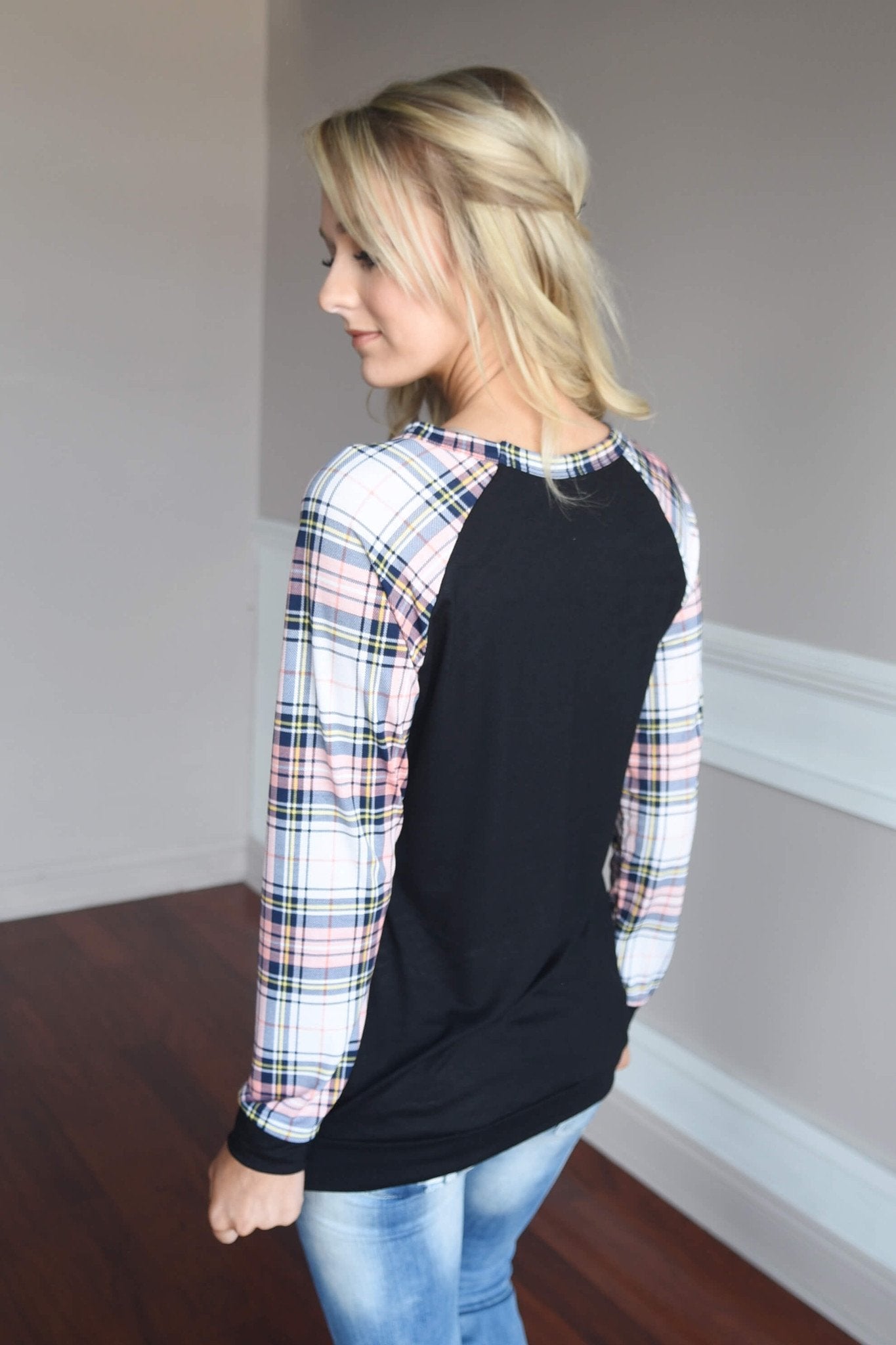 Plaid Glam Top ~ Pink