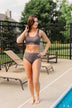 Shining Seashores Ribbed Knit Bikini Top- Charcoal