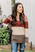 All About Autumn Color Block Knit Sweater- Deep Rust & Oatmeal
