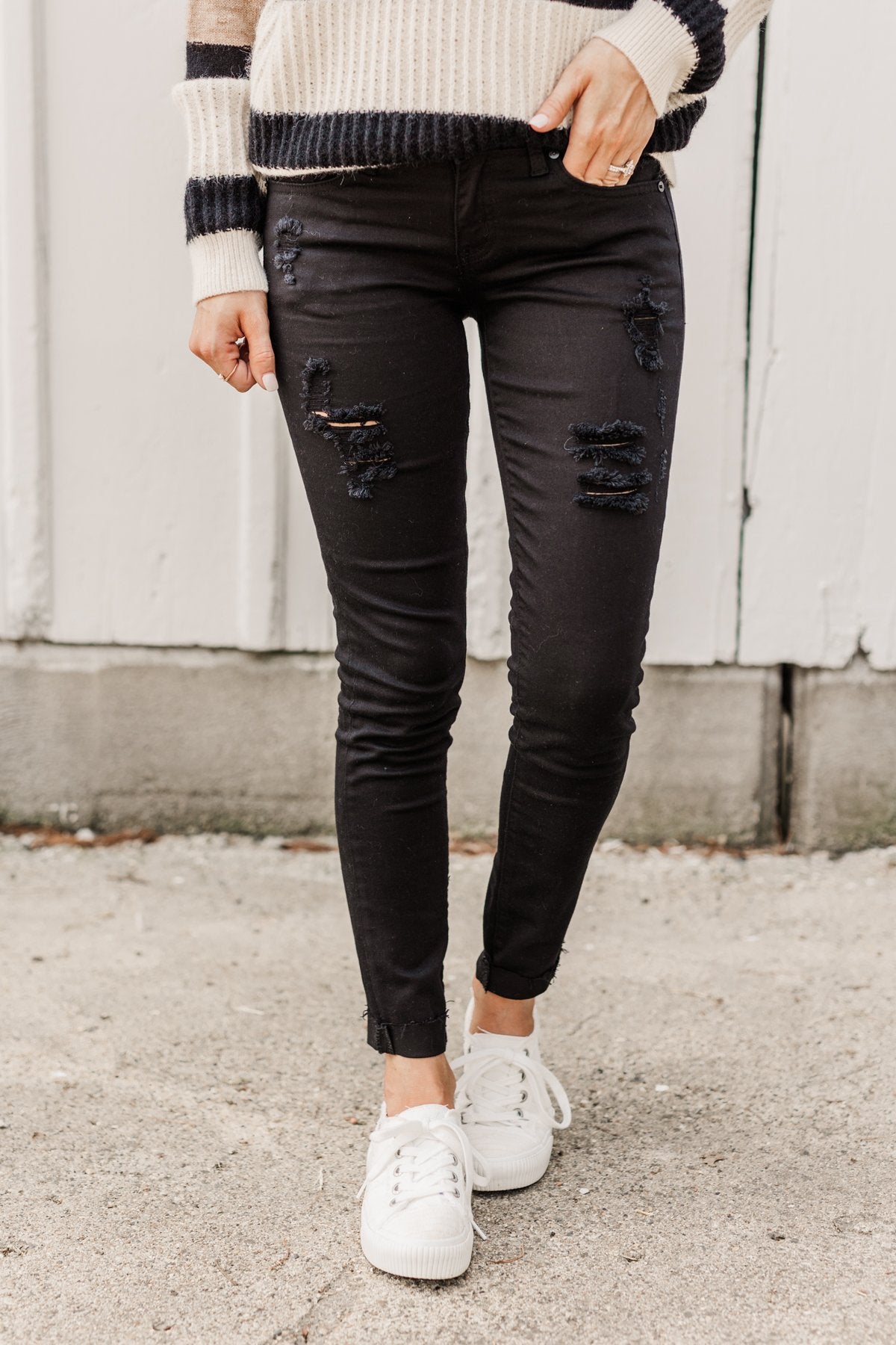 KanCan Low-Rise Distressed Jeans- Madison Wash