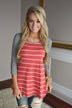 Pretty In Coral Striped Top
