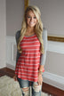 Pretty In Coral Striped Top
