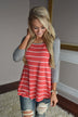 Pretty In Coral Striped Top