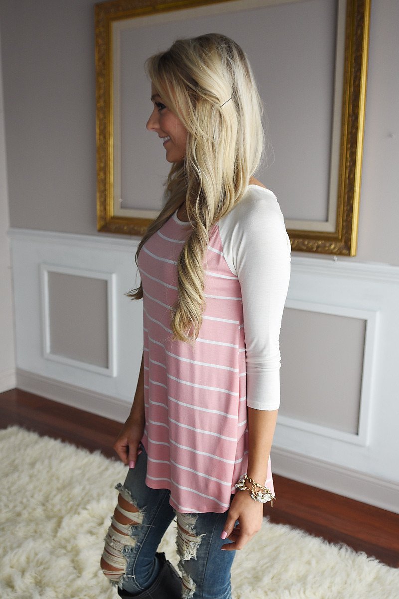 Pretty In Pink Striped Top
