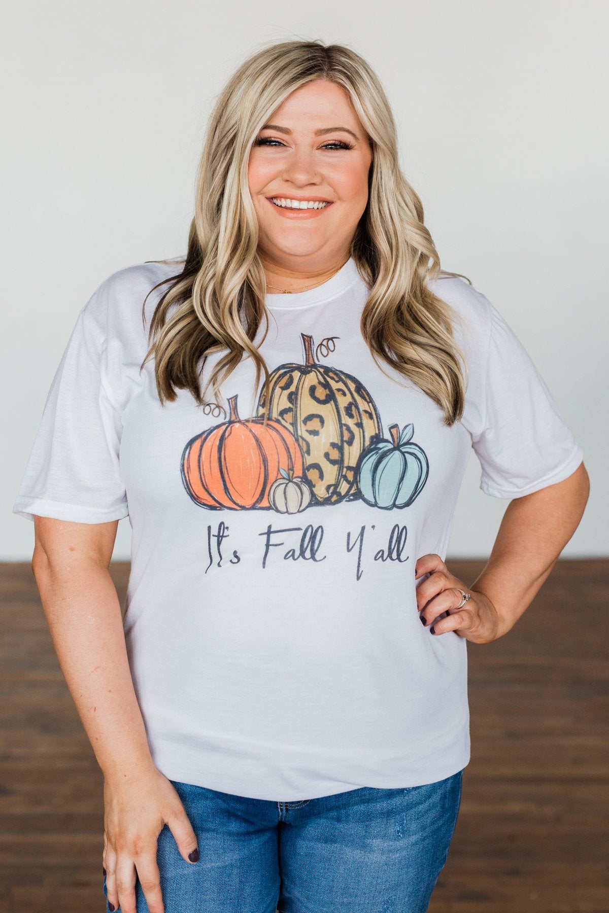 "It's Fall Y'all" Pumpkin Graphic Tee- White