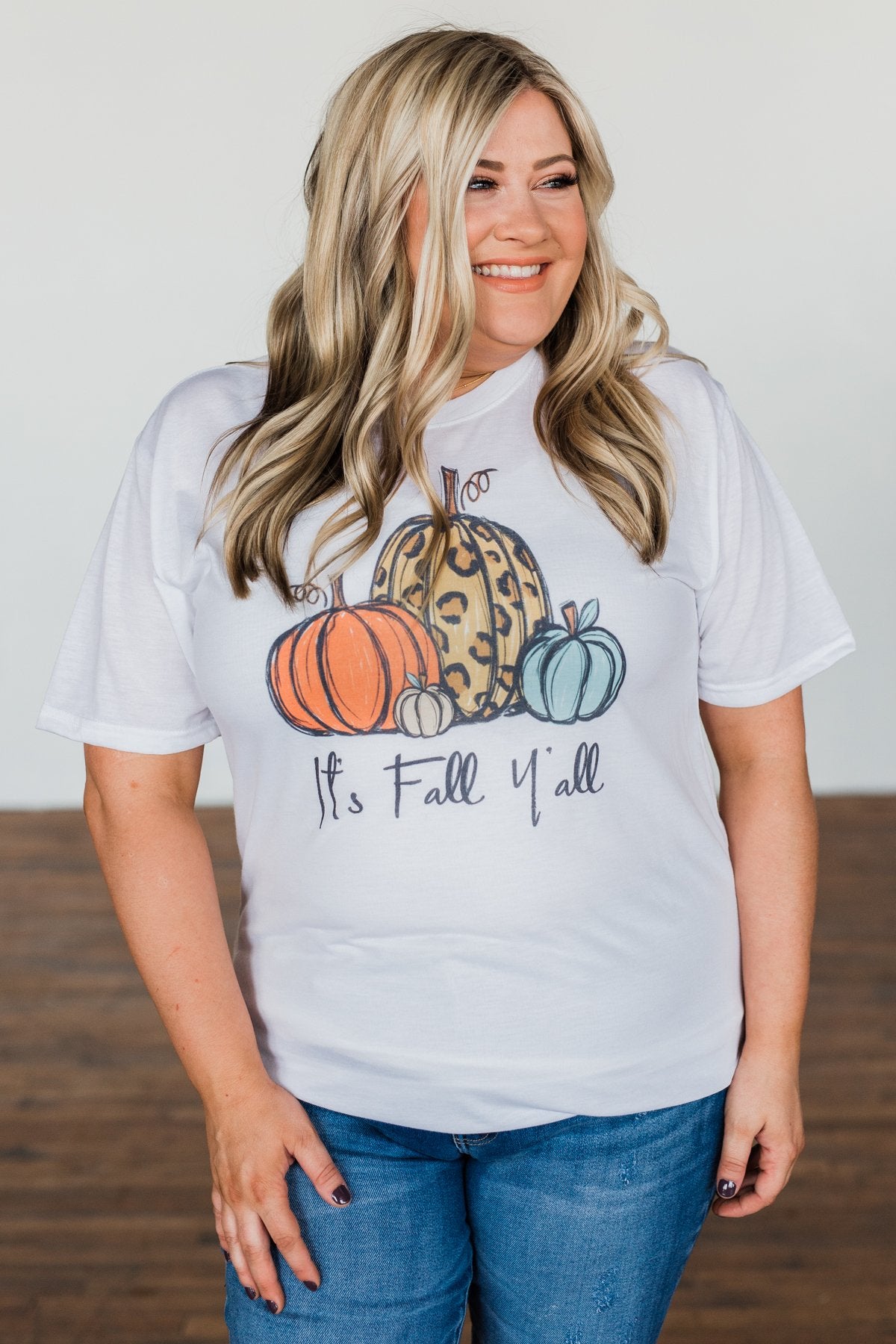 "It's Fall Y'all" Pumpkin Graphic Tee- White
