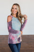 Many Ways To You Cold Shoulder Tie Dye Top- Multi-Color