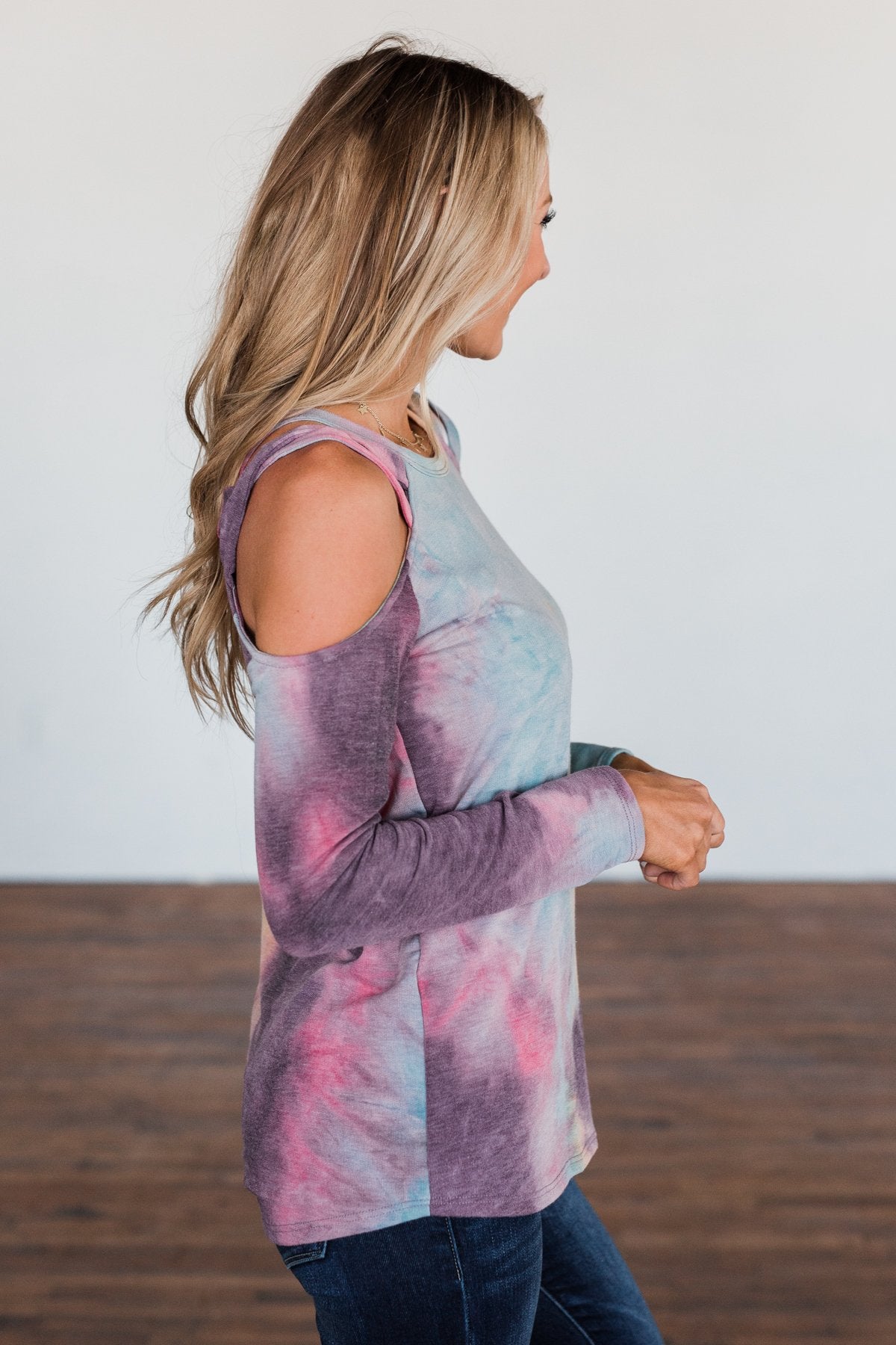 Many Ways To You Cold Shoulder Tie Dye Top- Multi-Color