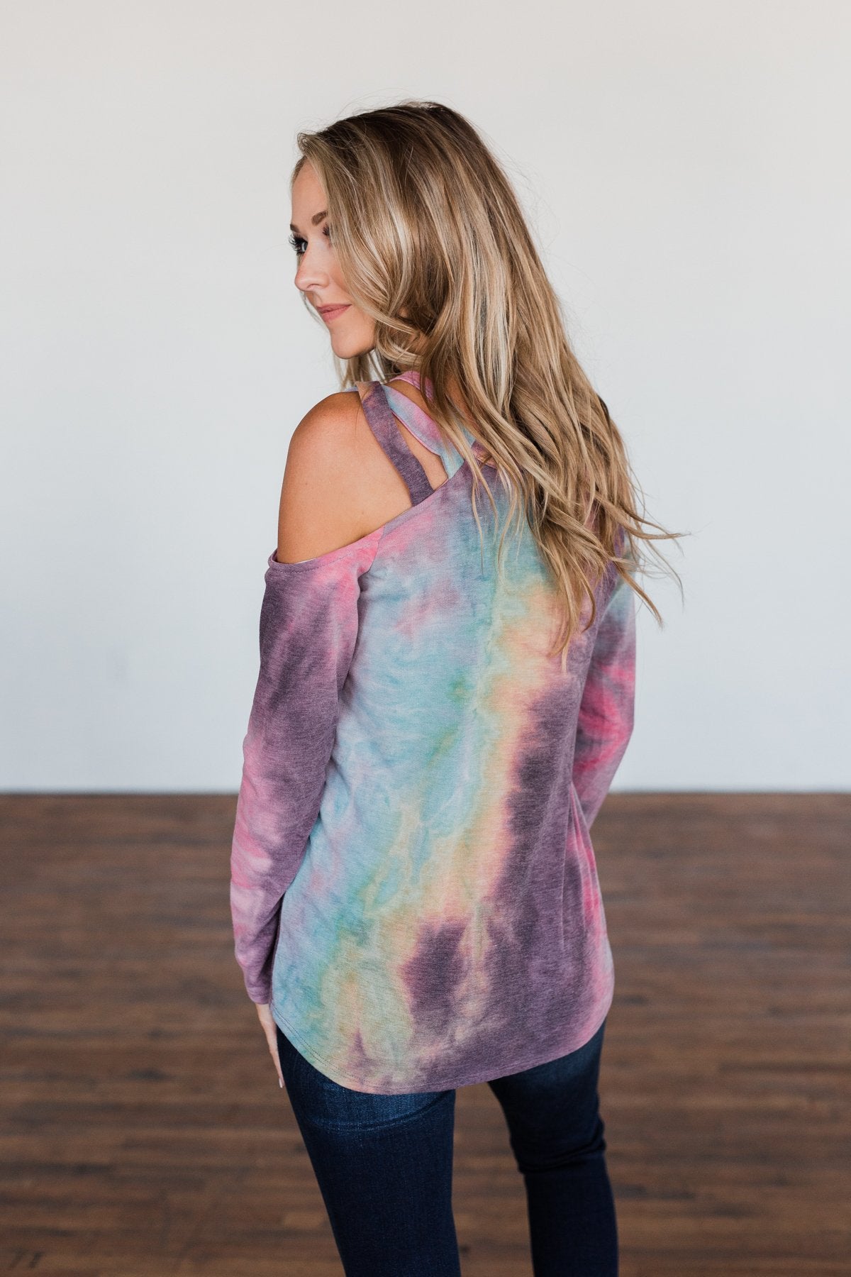 Many Ways To You Cold Shoulder Tie Dye Top- Multi-Color