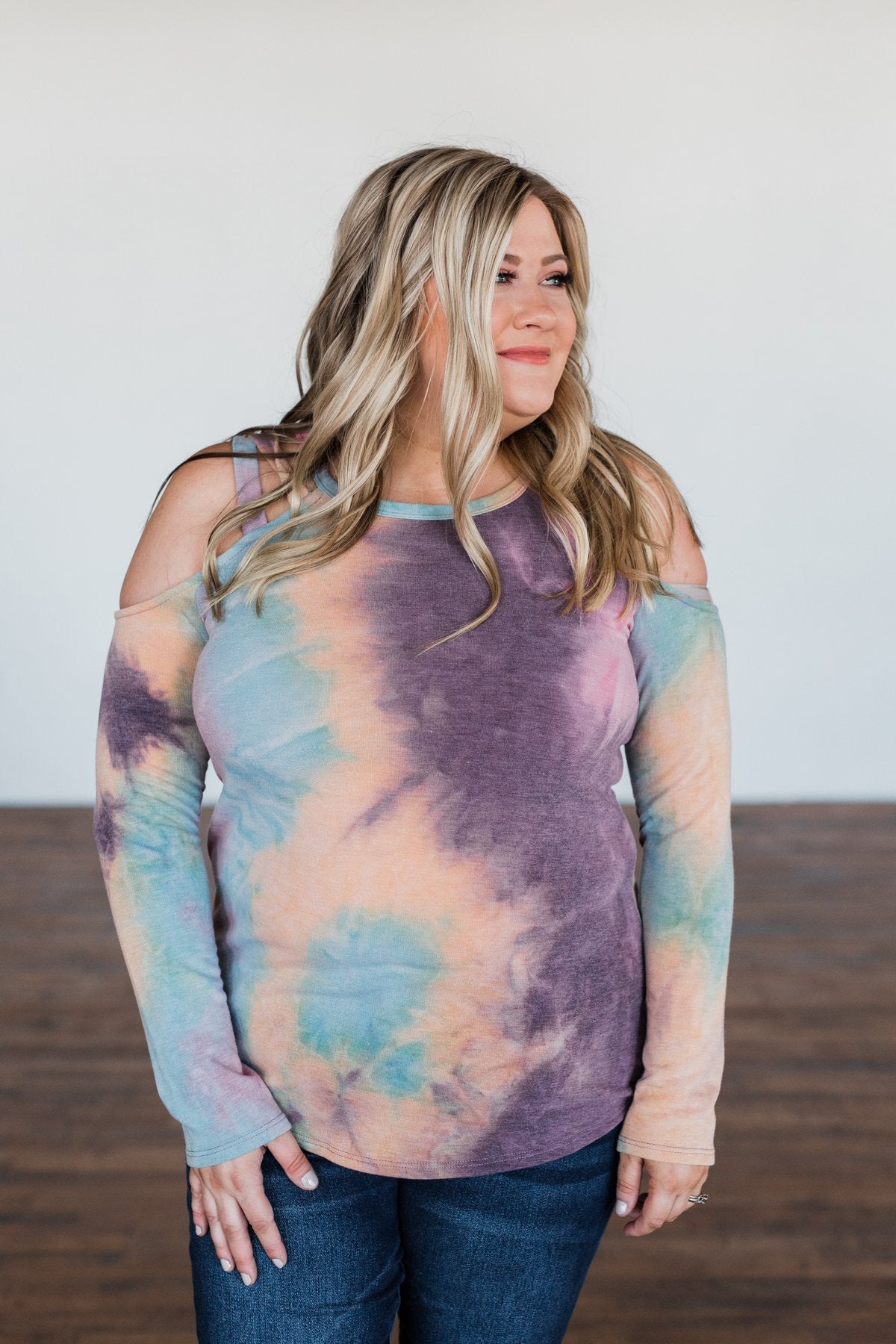 Many Ways To You Cold Shoulder Tie Dye Top- Multi-Color