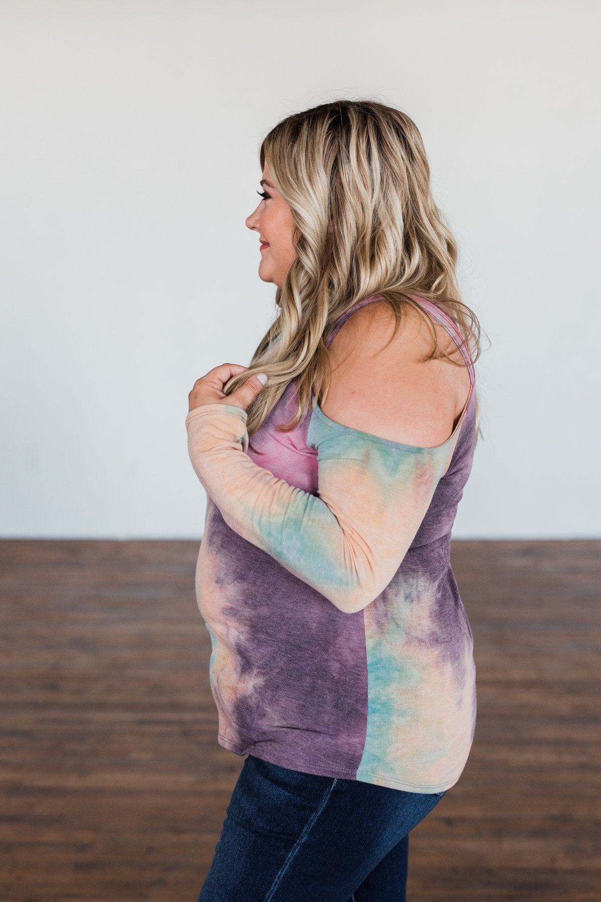Many Ways To You Cold Shoulder Tie Dye Top- Multi-Color