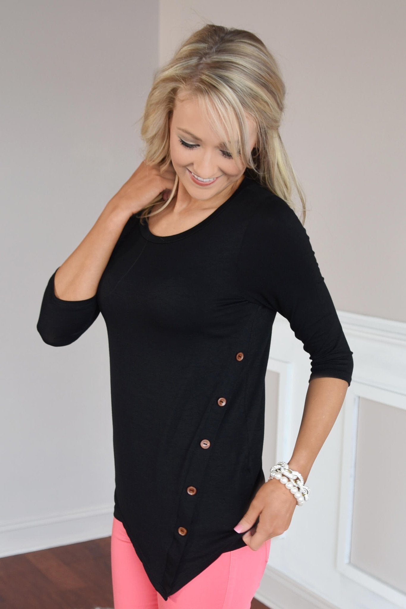 Baby I'm Yours Button Top - Black