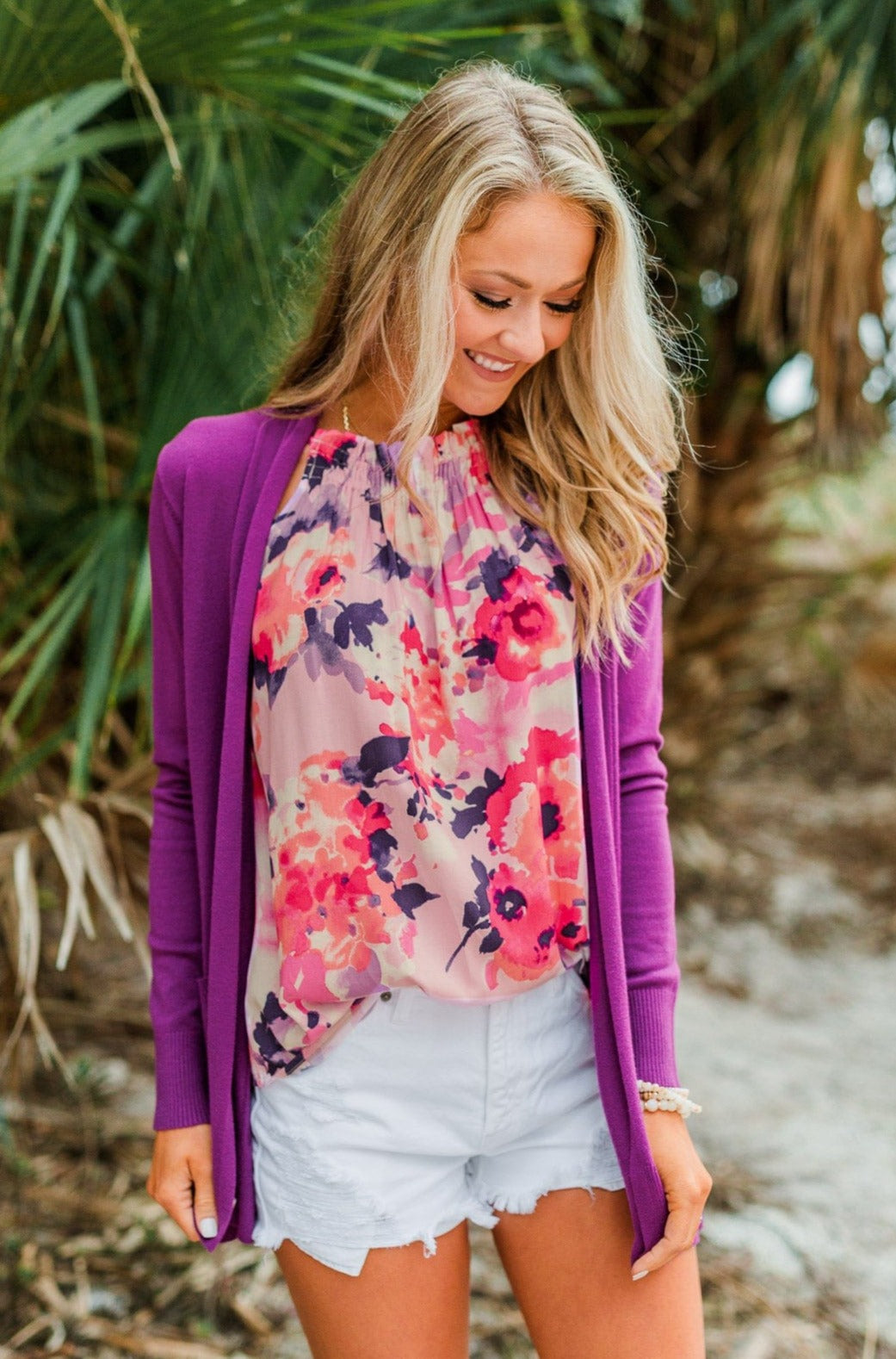 Time To Be Alive Drape Cardigan- Dark Orchid