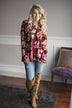 Burgundy Floral Blouse