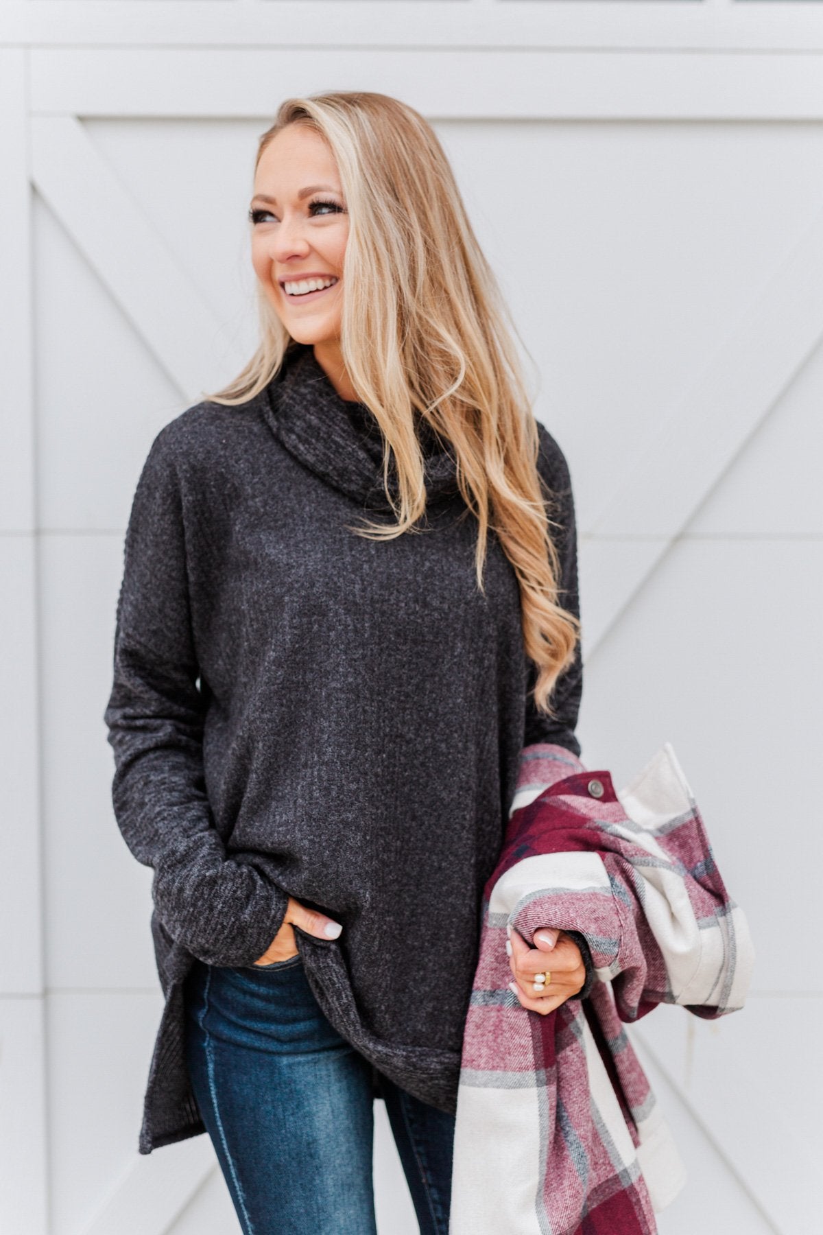 Cherishing Moments Turtle Neck Sweater- Heathered Black