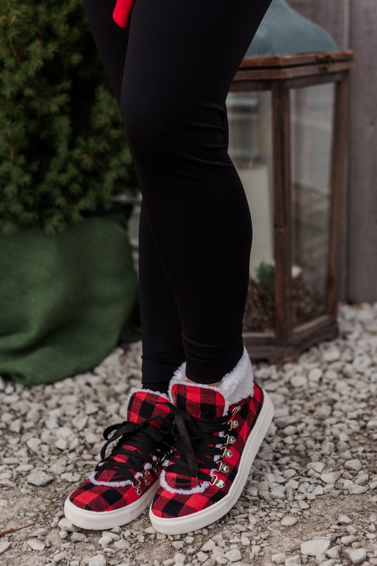 Very G Snuggly Sneakers- Red Buffalo Plaid