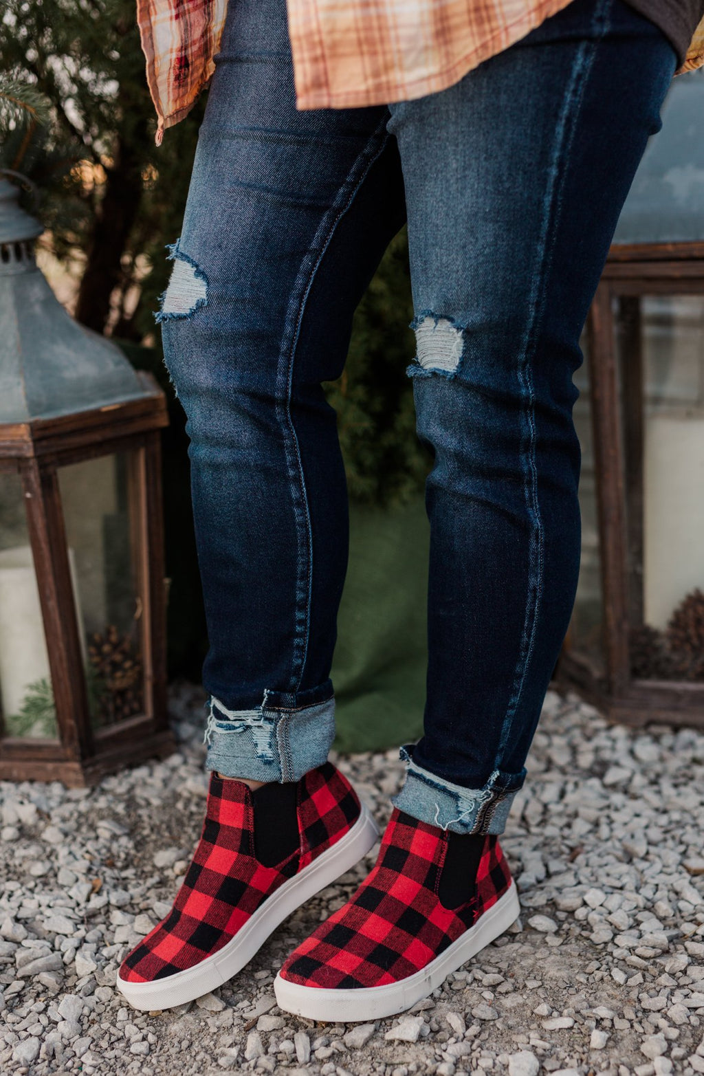 Very G Tesoro Sneakers- Red Buffalo Plaid