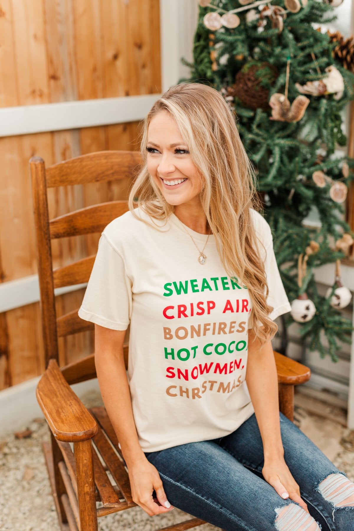 "Sweaters, Crisp Air, Bonfires..." Graphic Tee- Beige