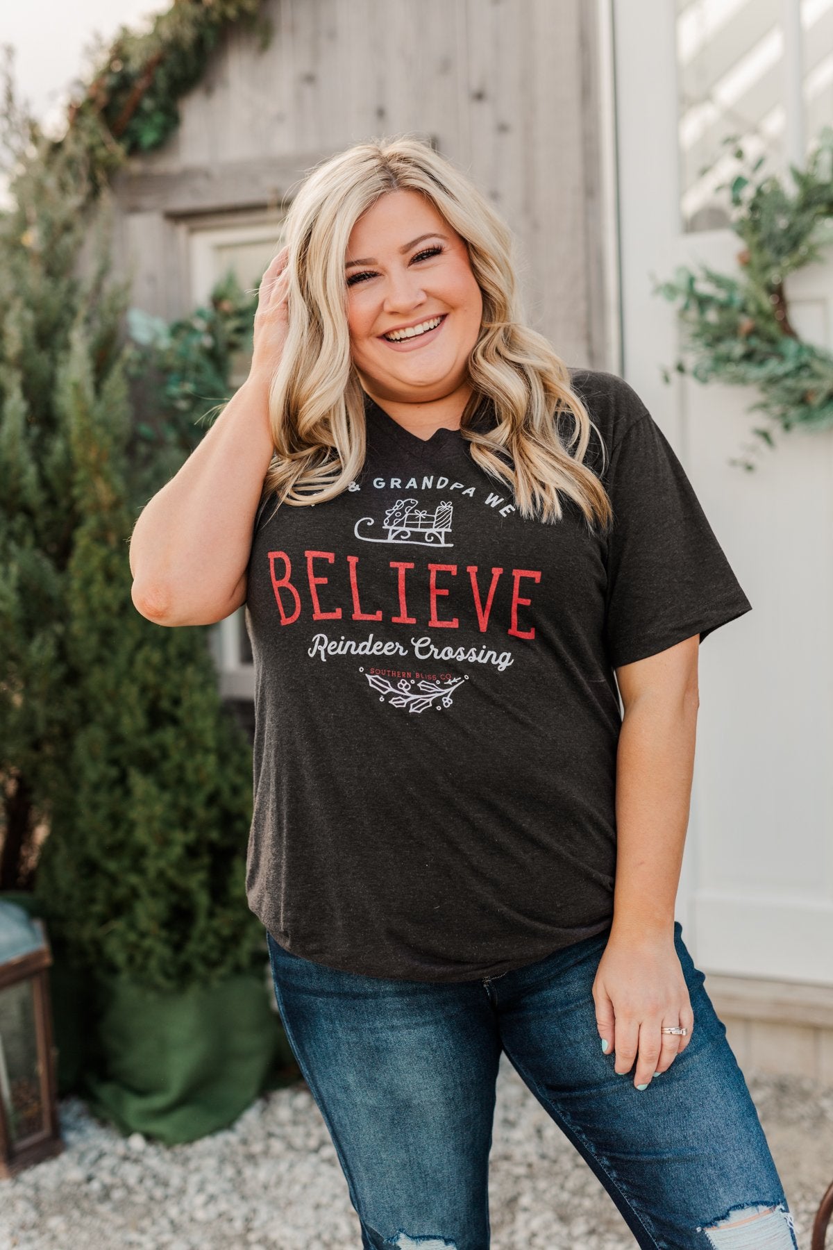 "Me & Grandpa We Believe" Graphic Tee- Charcoal