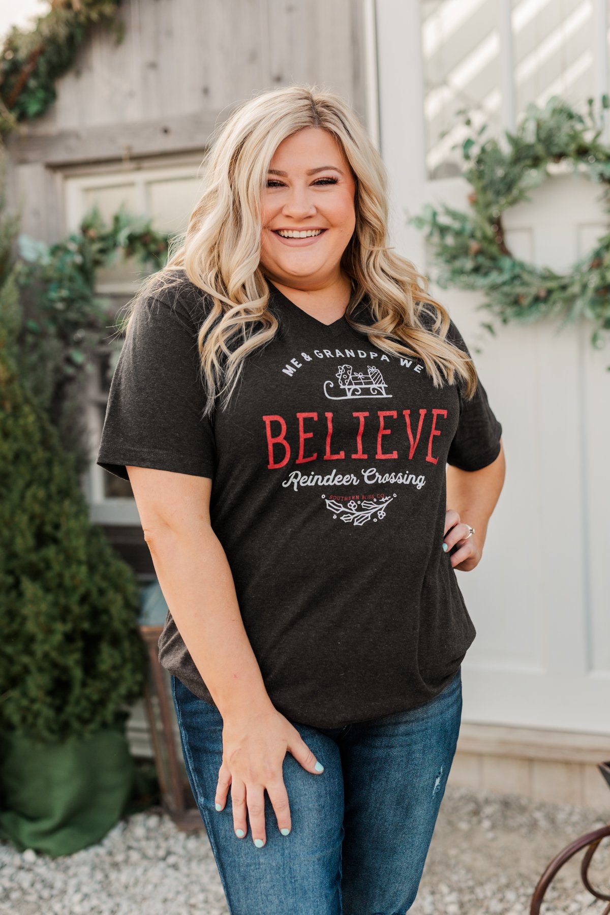 "Me & Grandpa We Believe" Graphic Tee- Charcoal