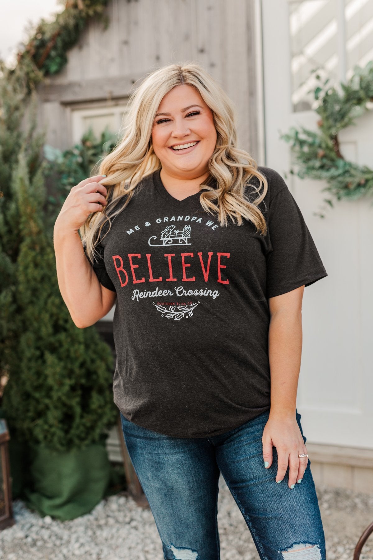 "Me & Grandpa We Believe" Graphic Tee- Charcoal