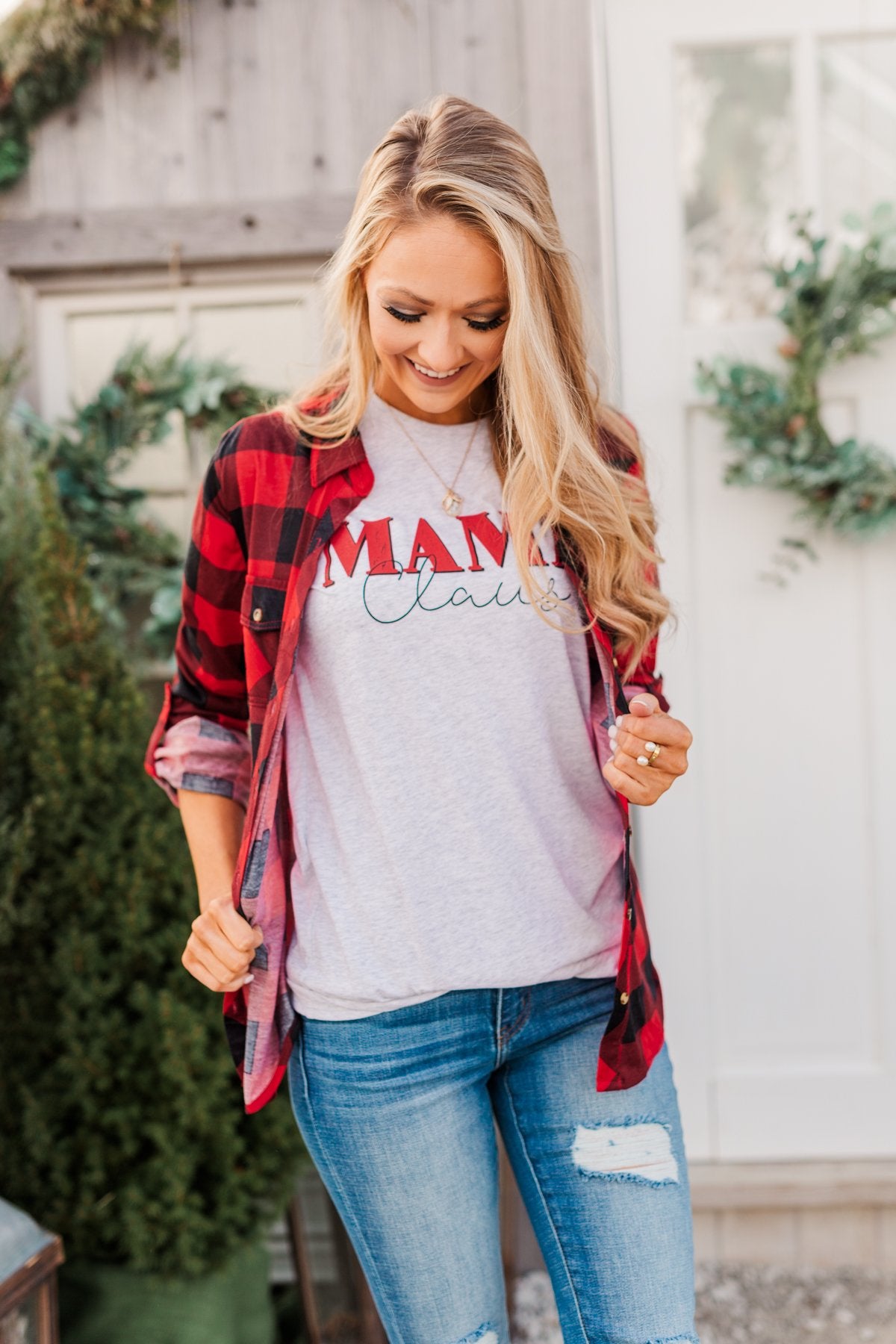 Fall Into The Night Plaid Button Top- Red & Black