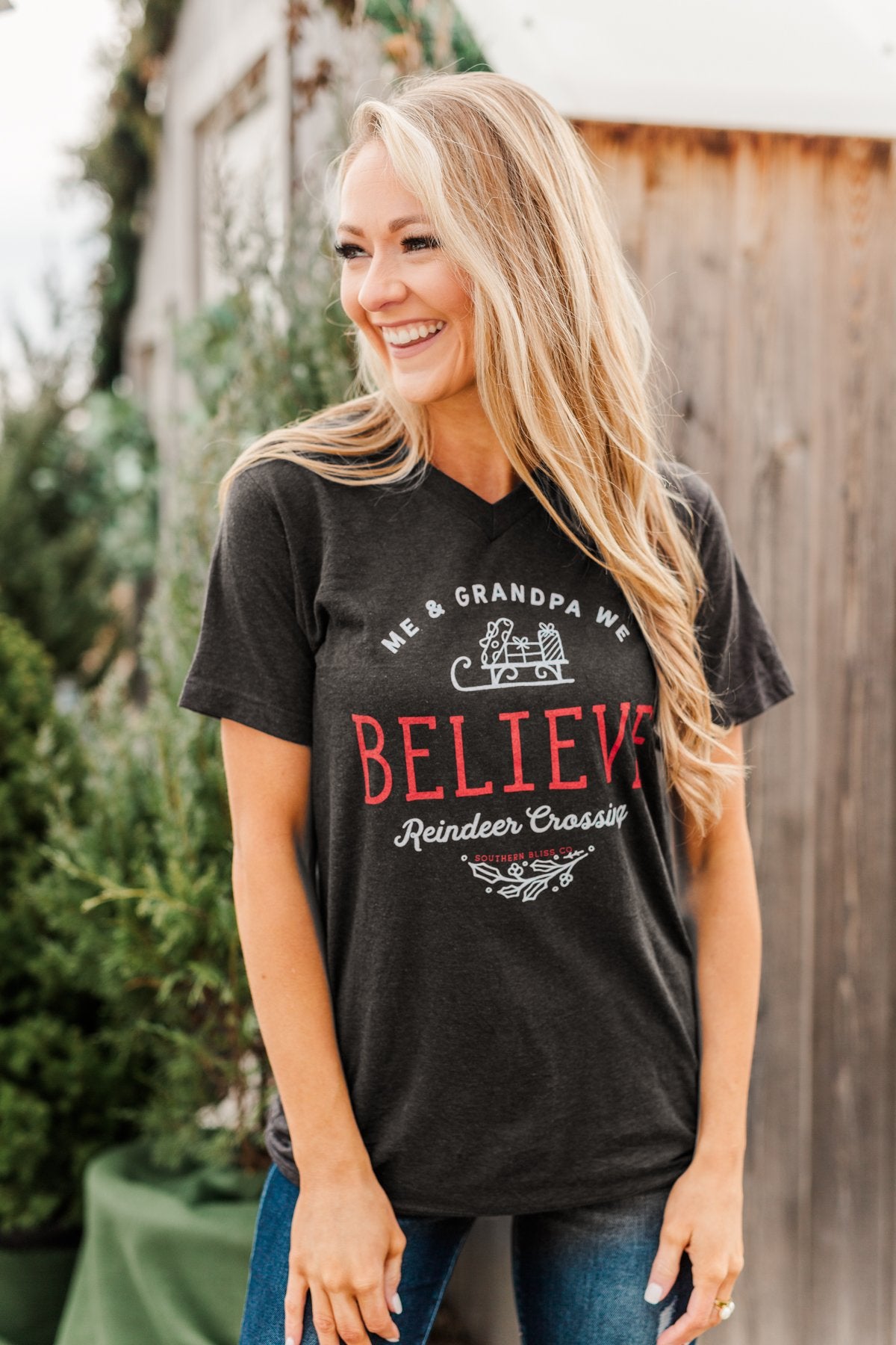 "Me & Grandpa We Believe" Graphic Tee- Charcoal