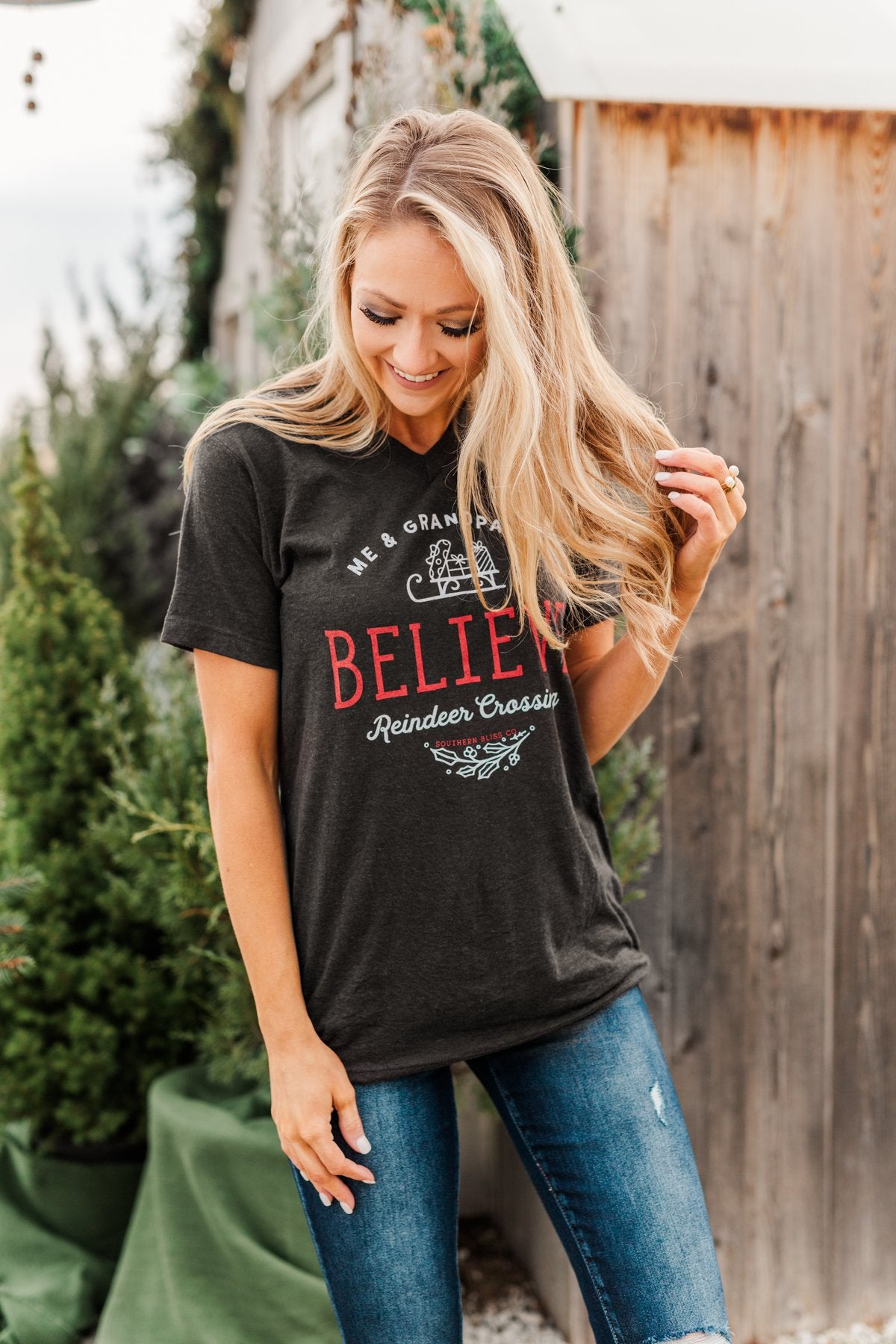 "Me & Grandpa We Believe" Graphic Tee- Charcoal