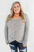 Path To Happiness Long Sleeve Twist Top- Heather Grey