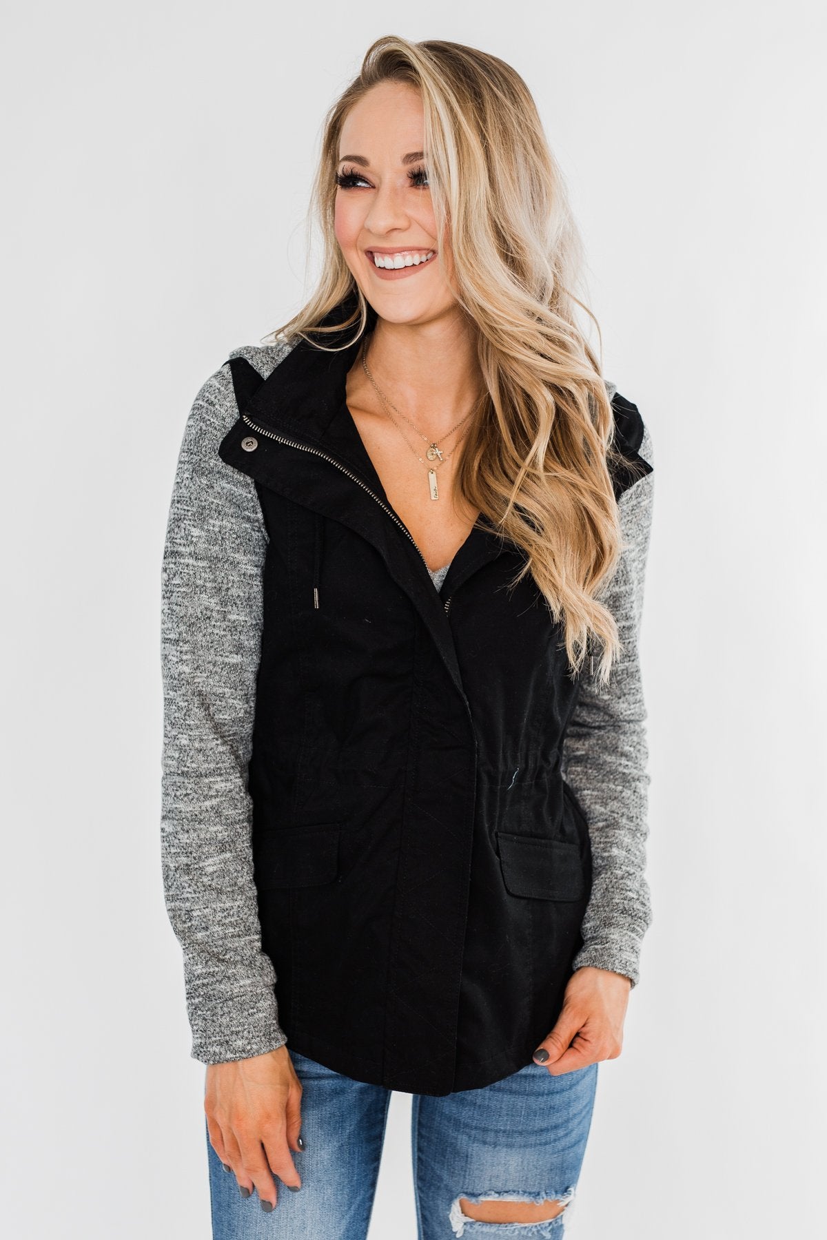 Lightweight Hooded Jacket- Black