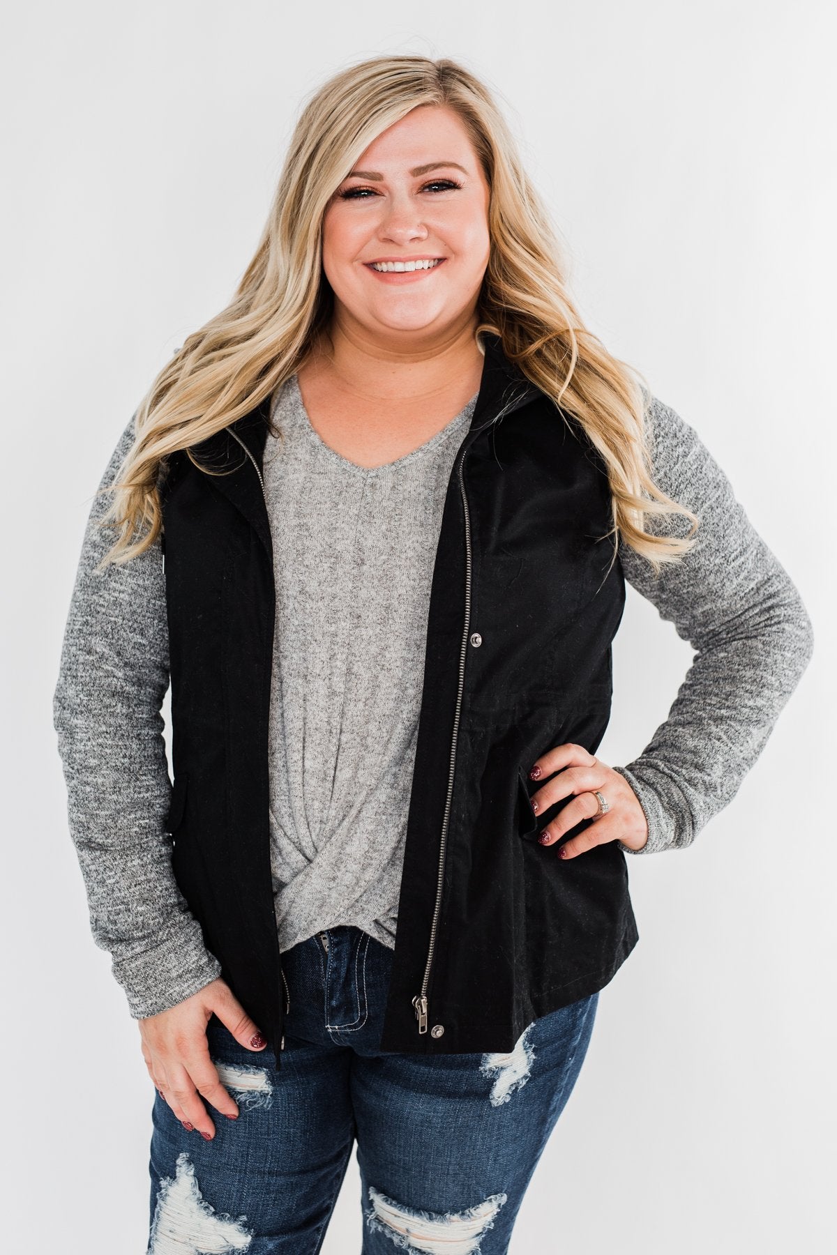 Lightweight Hooded Jacket- Black