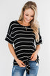 Shine The Way You Do Striped Top- Black