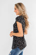 Wild Adventures V-Neck Leopard Top- Charcoal