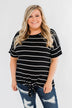 Shine The Way You Do Striped Top- Black