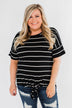 Shine The Way You Do Striped Top- Black