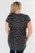 Wild Adventures V-Neck Leopard Top- Charcoal