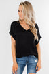 Basic Beauty V-Neck Short Sleeve Top- Black