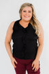 Always Had A Feeling Ruffled Tank Top- Black
