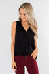 Always Had A Feeling Ruffled Tank Top- Black