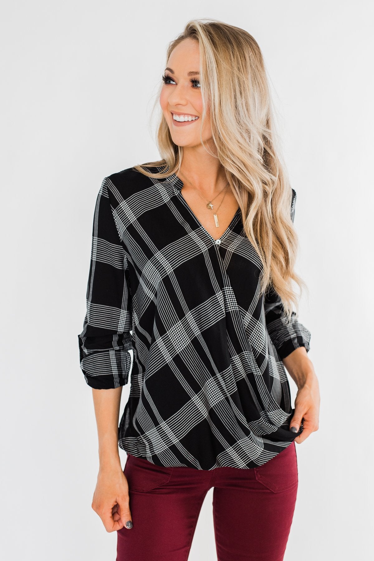 A Day In The Sun Light Flannel Blouse- Black