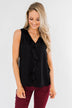 Always Had A Feeling Ruffled Tank Top- Black