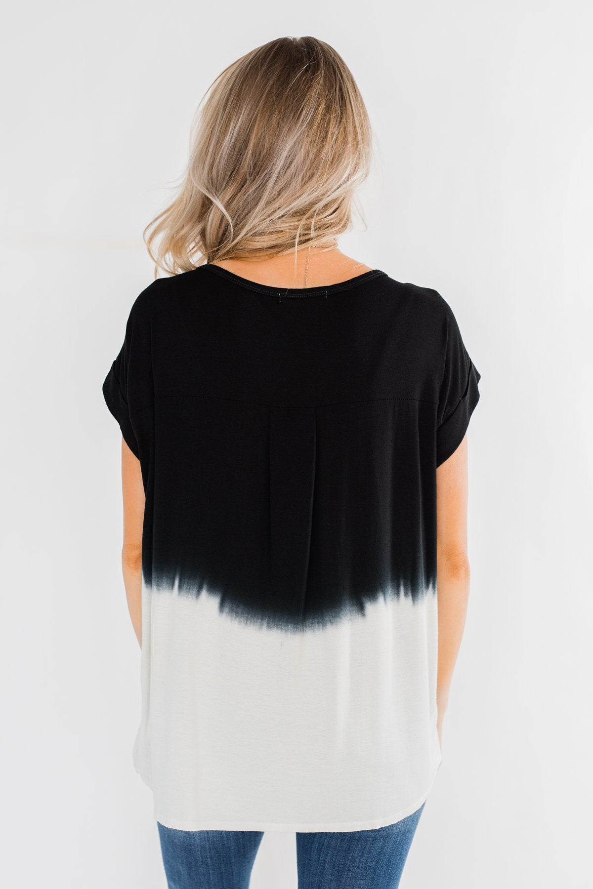 Leave You With A Smile Ombre Top- Black & Ivory