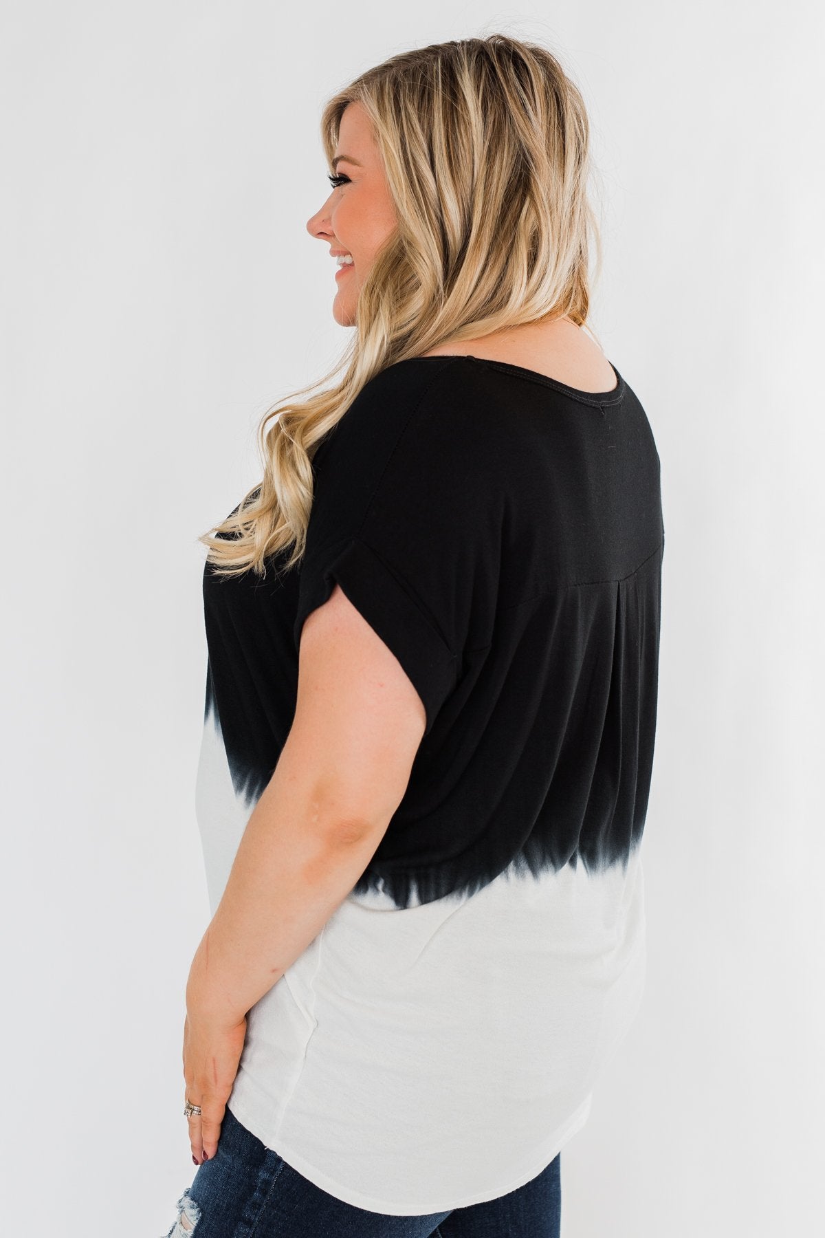 Leave You With A Smile Ombre Top- Black & Ivory
