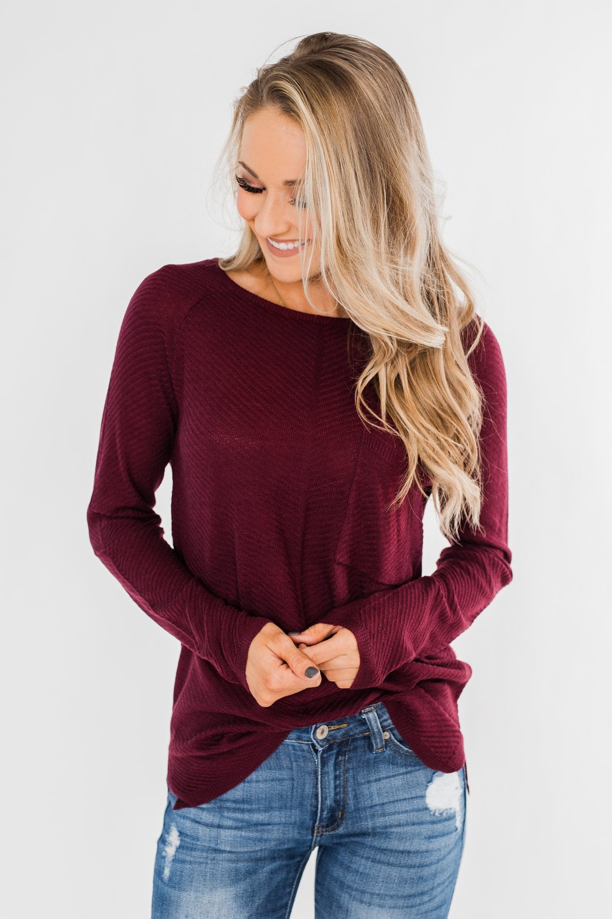 Spread The Love Knit Sweater- Burgundy