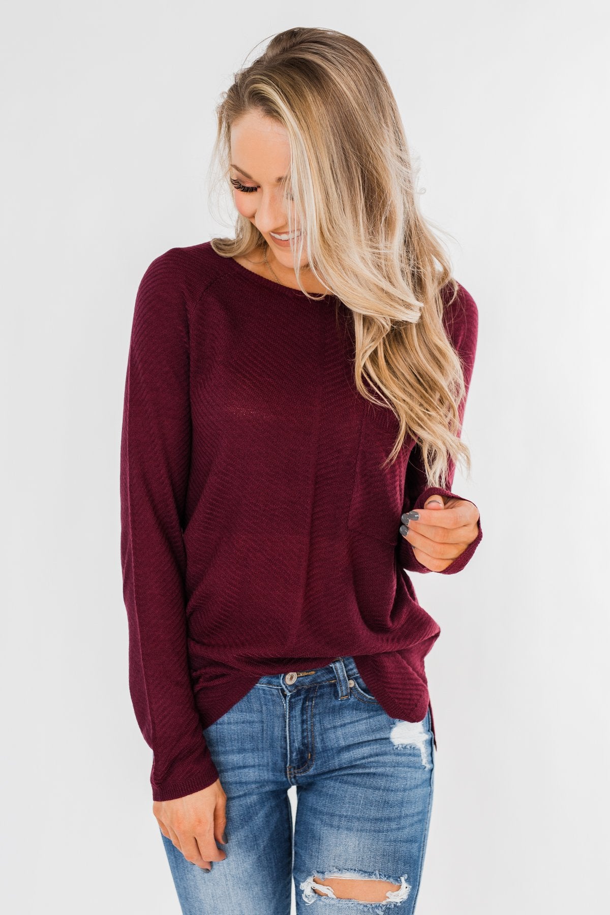 Spread The Love Knit Sweater- Burgundy