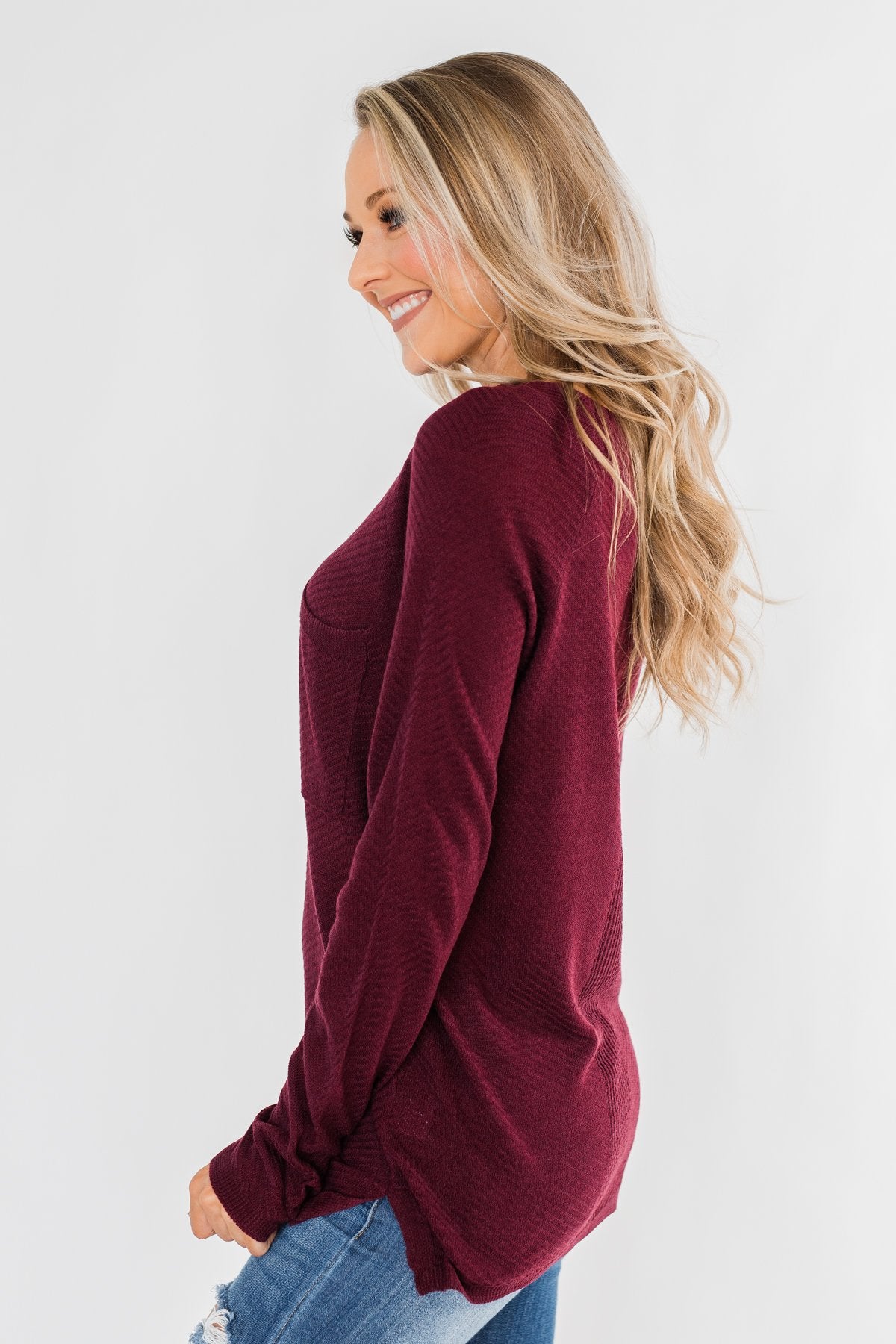 Spread The Love Knit Sweater- Burgundy